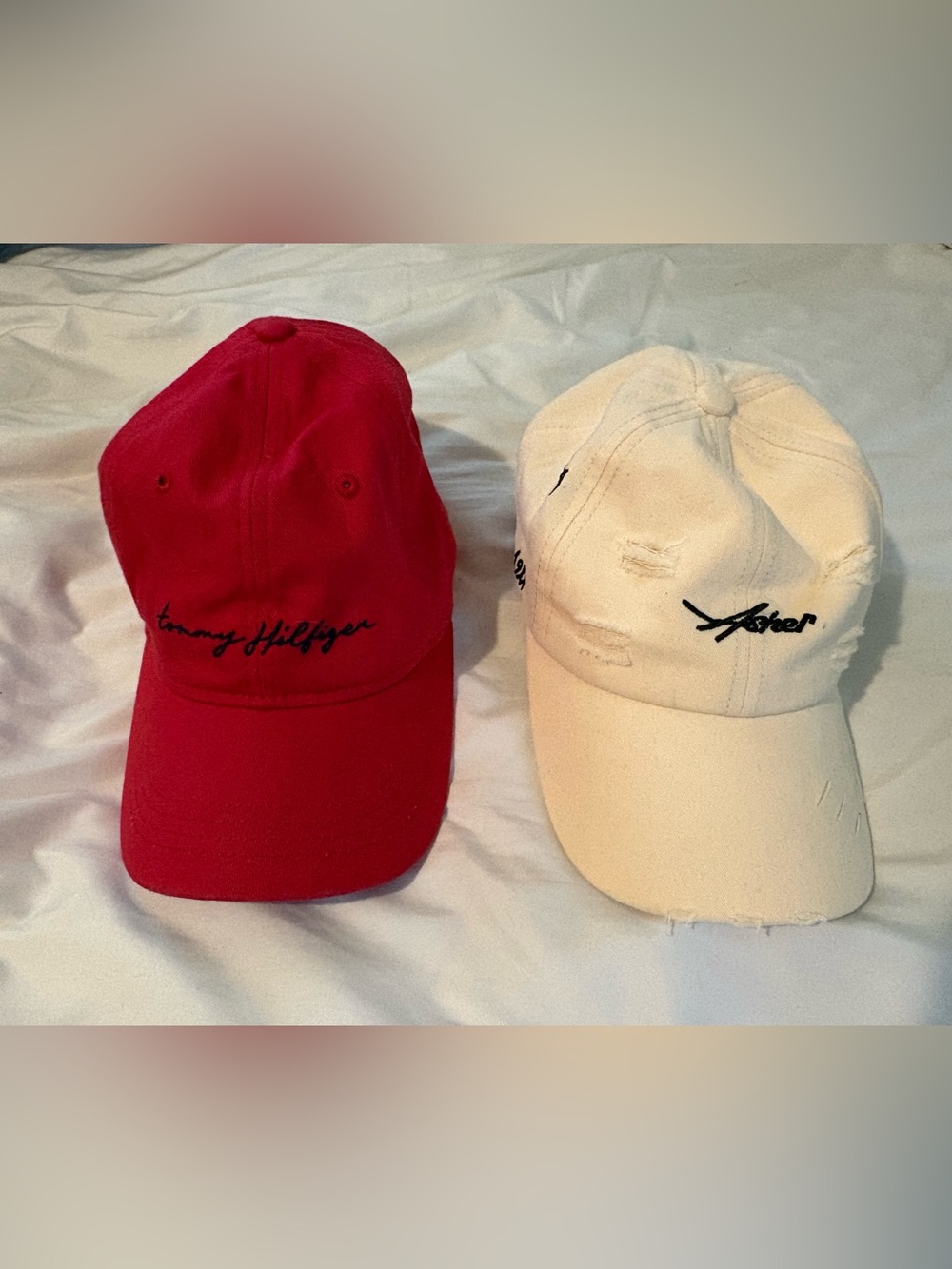 Tommy Hilfiger Red and Cream Script Baseball Caps - 2 Pack